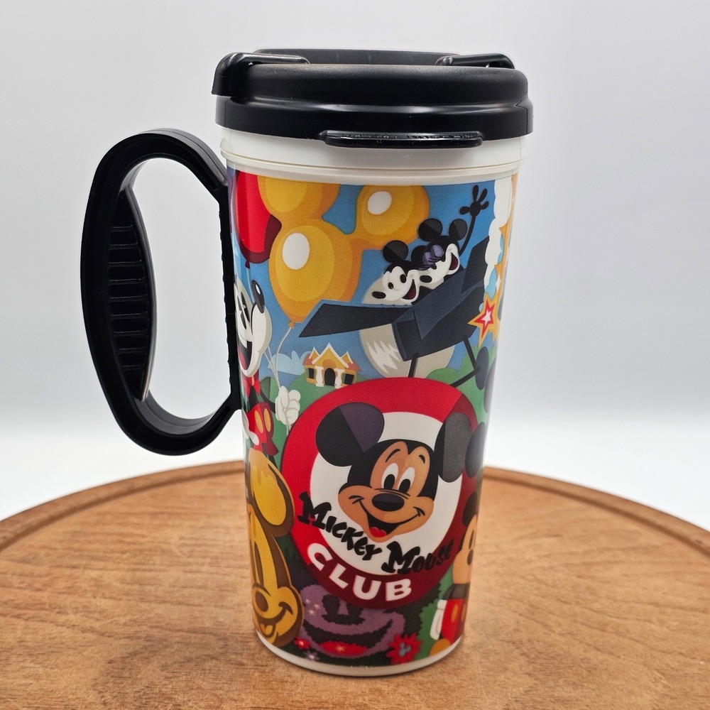 Disney Parks Travel Mug Mickey Mouse Club Souvenir 16oz Collage  Plastic Whirley